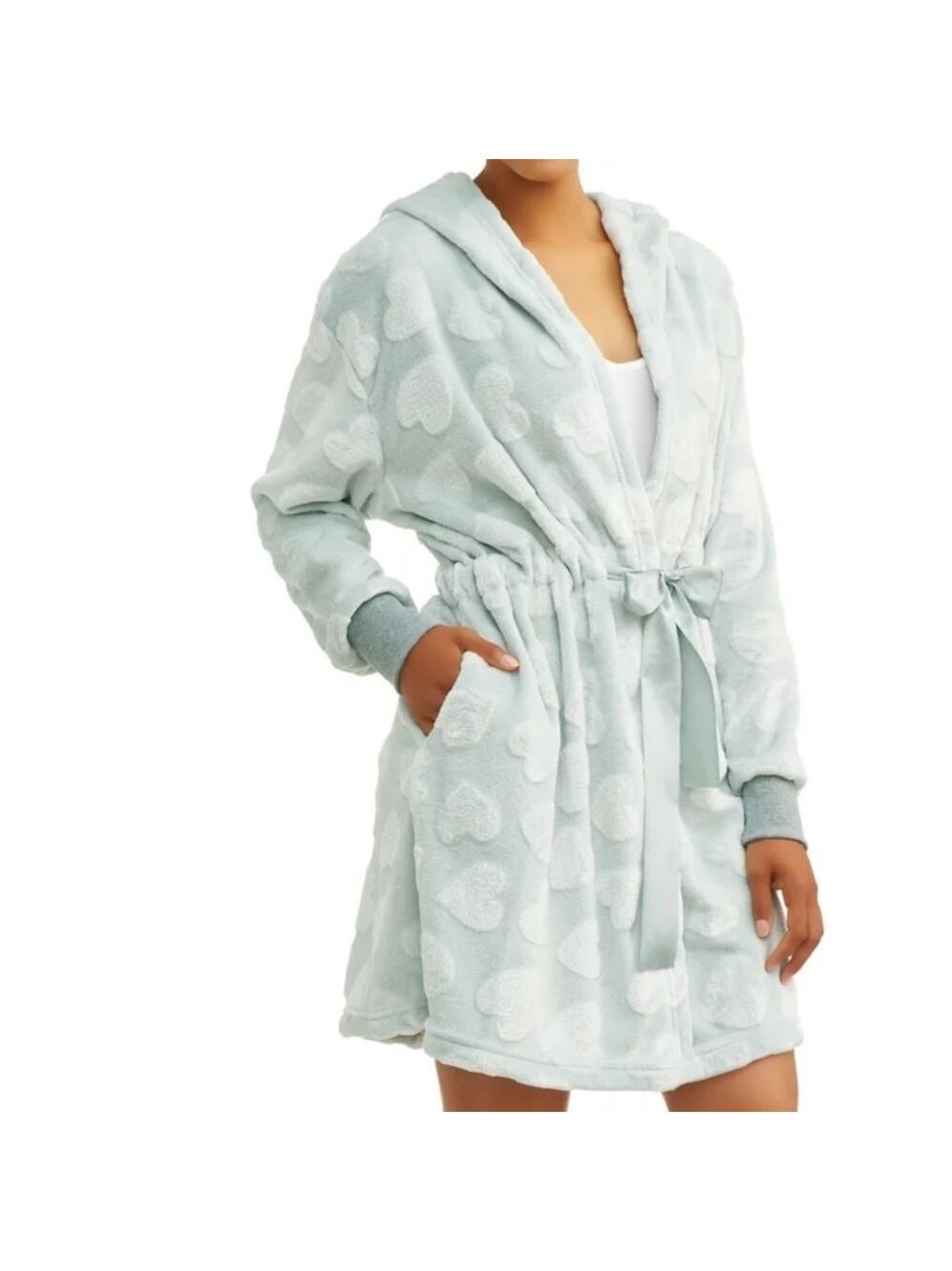 Papier by Mosaic Bath & Spa Signature luxurius robe white hearts OSFM